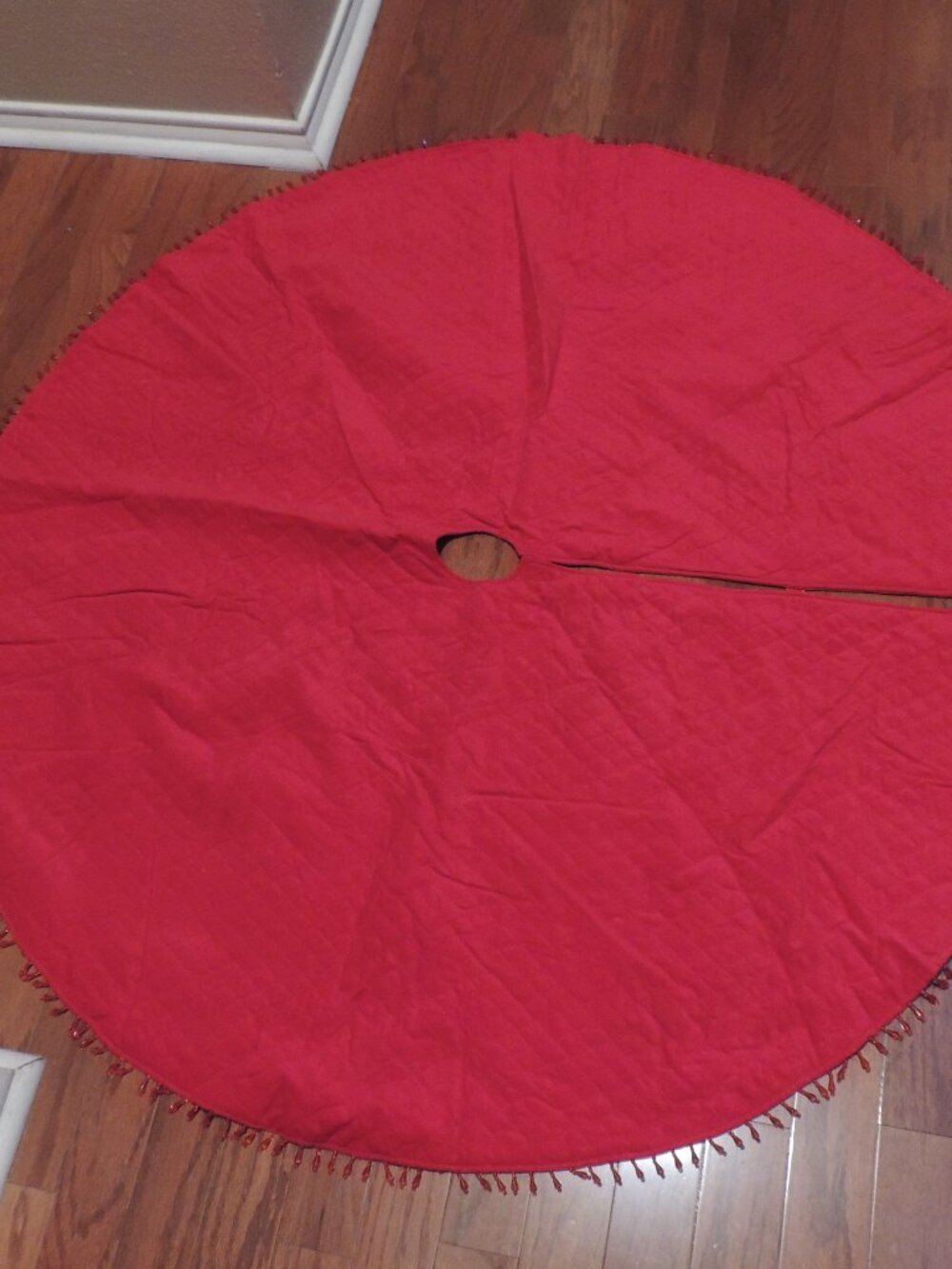 Red beaded tree skirt